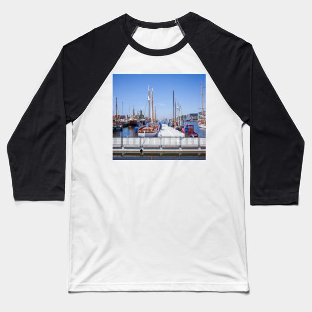 Germany; Bremerhaven; Bremen, port, new port Baseball T-Shirt by Kruegerfoto